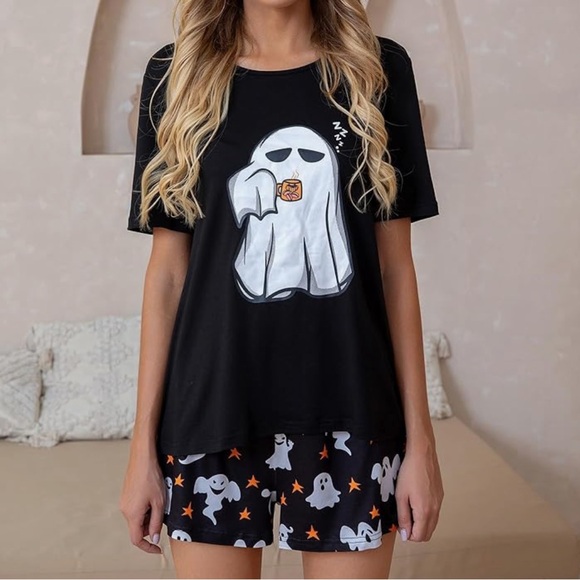 Leevuyu Holiday Cute Pajamas Short Sleeve Tops & Shorts Sleepwear Pj Set - Picture 1 of 6